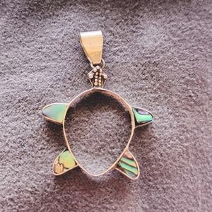 ABALONE Sterling Silver Hollow out Sea Turtle Pendant Charm